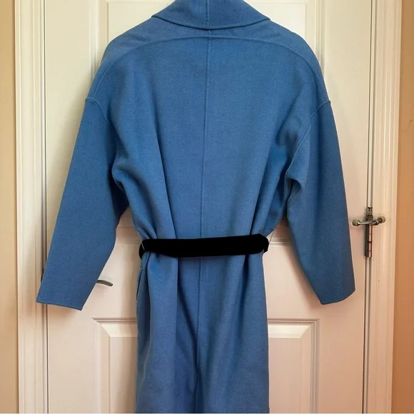 MAJE Oversized Dropped Shoulders Wool Coat with Contras Black Belt Size US4 Fall - Picture 13 of 16